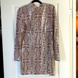 Silver / Pink / Rose Gold Sparkly Party Dress